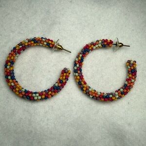 Ink and Alloy Beaded Multicolored Hoops